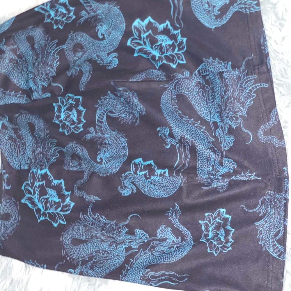 Blue dragon split skirt